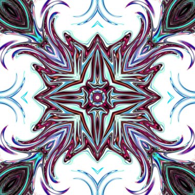 Benzersiz mandala, Oriental yuvarlak desen, mistik motifi, egzotik arka plan. Fantastik fraktal tasarım, geometrik doku parlayan renkli dijital sanat.