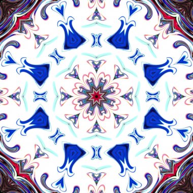 Benzersiz mandala, Oriental yuvarlak desen, mistik motifi, egzotik arka plan. Fantastik fraktal tasarım, geometrik doku parlayan renkli dijital sanat.