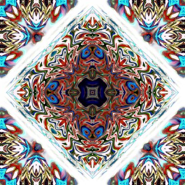 Benzersiz mandala, Oriental yuvarlak desen, mistik motifi, egzotik arka plan. Fantastik fraktal tasarım, geometrik doku parlayan renkli dijital sanat.