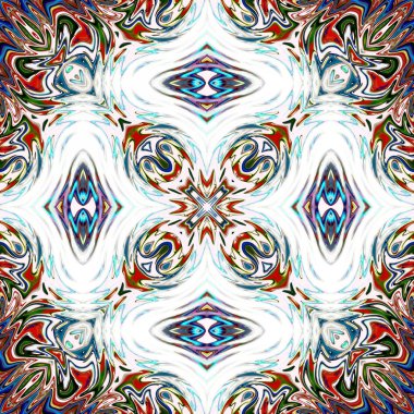 Benzersiz mandala, Oriental yuvarlak desen, mistik motifi, egzotik arka plan. Fantastik fraktal tasarım, geometrik doku parlayan renkli dijital sanat.