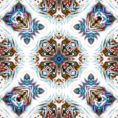 Benzersiz mandala, Oriental yuvarlak desen, mistik motifi, egzotik arka plan. Fantastik fraktal tasarım, geometrik doku parlayan renkli dijital sanat.