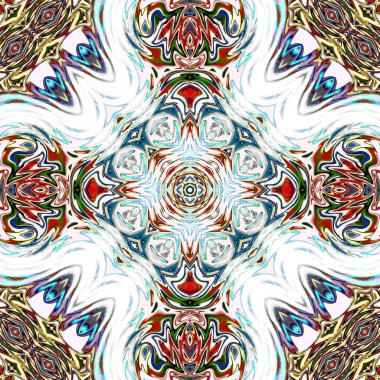 Benzersiz mandala, Oriental yuvarlak desen, mistik motifi, egzotik arka plan. Fantastik fraktal tasarım, geometrik doku parlayan renkli dijital sanat.