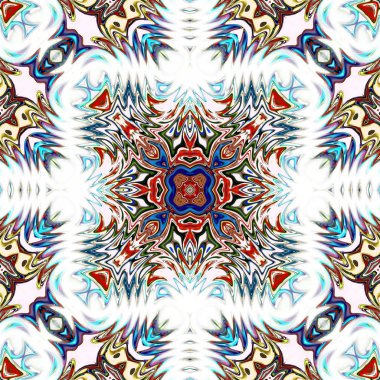 Benzersiz mandala, Oriental yuvarlak desen, mistik motifi, egzotik arka plan. Fantastik fraktal tasarım, geometrik doku parlayan renkli dijital sanat.