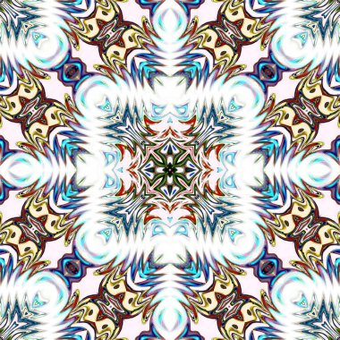 Benzersiz mandala, Oriental yuvarlak desen, mistik motifi, egzotik arka plan. Fantastik fraktal tasarım, geometrik doku parlayan renkli dijital sanat.