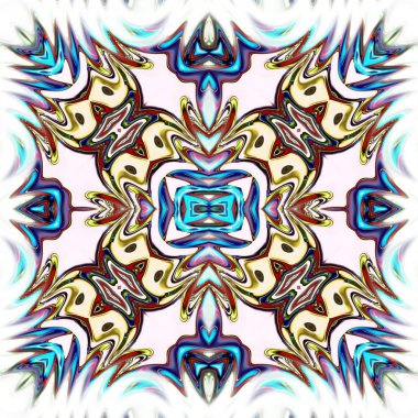 Benzersiz mandala, Oriental yuvarlak desen, mistik motifi, egzotik arka plan. Fantastik fraktal tasarım, geometrik doku parlayan renkli dijital sanat.