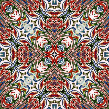 Benzersiz mandala, Oriental yuvarlak desen, mistik motifi, egzotik arka plan. Fantastik fraktal tasarım, geometrik doku parlayan renkli dijital sanat.