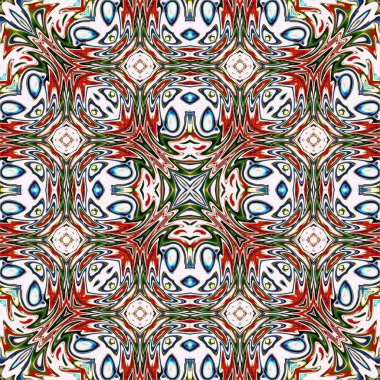 Benzersiz mandala, Oriental yuvarlak desen, mistik motifi, egzotik arka plan. Fantastik fraktal tasarım, geometrik doku parlayan renkli dijital sanat.