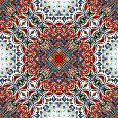 Benzersiz mandala, Oriental yuvarlak desen, mistik motifi, egzotik arka plan. Fantastik fraktal tasarım, geometrik doku parlayan renkli dijital sanat.