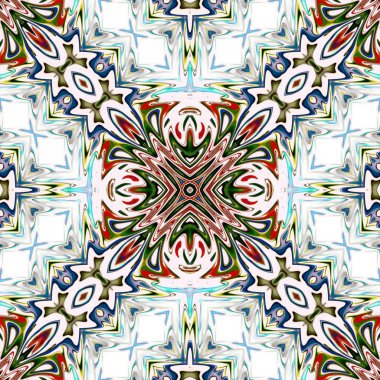 Benzersiz mandala, Oriental yuvarlak desen, mistik motifi, egzotik arka plan. Fantastik fraktal tasarım, geometrik doku parlayan renkli dijital sanat.