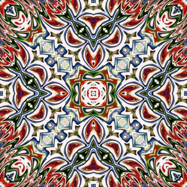 Benzersiz mandala, Oriental yuvarlak desen, mistik motifi, egzotik arka plan. Fantastik fraktal tasarım, geometrik doku parlayan renkli dijital sanat.