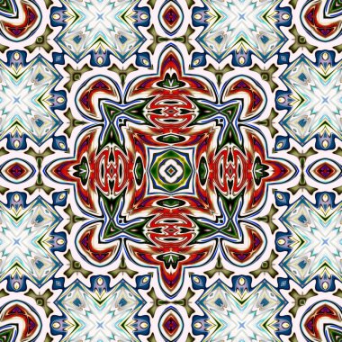 Benzersiz mandala, Oriental yuvarlak desen, mistik motifi, egzotik arka plan. Fantastik fraktal tasarım, geometrik doku parlayan renkli dijital sanat.