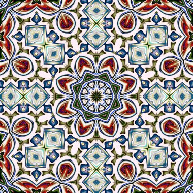 Benzersiz mandala, Oriental yuvarlak desen, mistik motifi, egzotik arka plan. Fantastik fraktal tasarım, geometrik doku parlayan renkli dijital sanat.