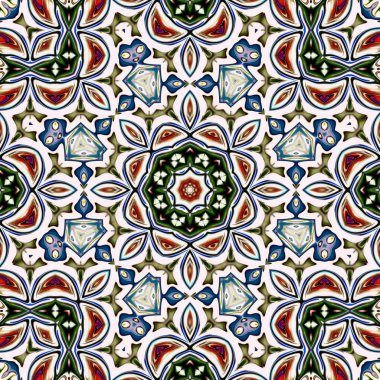 Benzersiz mandala, Oriental yuvarlak desen, mistik motifi, egzotik arka plan. Fantastik fraktal tasarım, geometrik doku parlayan renkli dijital sanat.