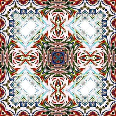 Benzersiz mandala, Oriental yuvarlak desen, mistik motifi, egzotik arka plan. Fantastik fraktal tasarım, geometrik doku parlayan renkli dijital sanat.