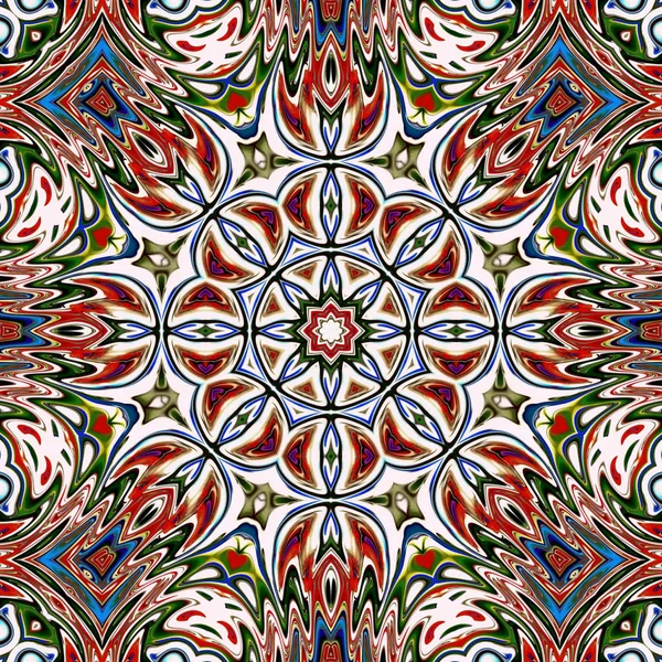 Benzersiz mandala, Oriental yuvarlak desen, mistik motifi, egzotik arka plan. Fantastik fraktal tasarım, geometrik doku parlayan renkli dijital sanat.