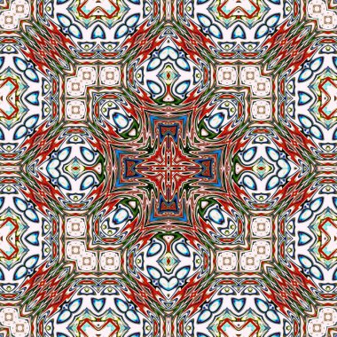 Benzersiz mandala, Oriental yuvarlak desen, mistik motifi, egzotik arka plan. Fantastik fraktal tasarım, geometrik doku parlayan renkli dijital sanat.