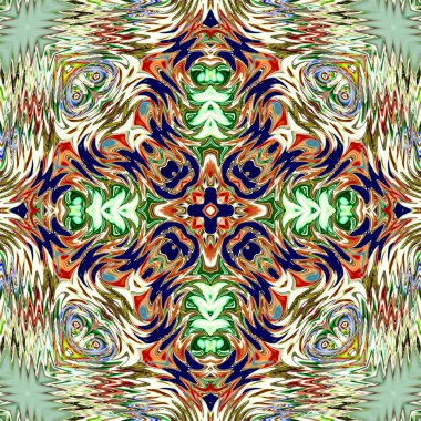 Benzersiz mandala, Oriental yuvarlak desen, mistik motifi, egzotik arka plan. Fantastik fraktal tasarım, geometrik doku parlayan renkli dijital sanat.