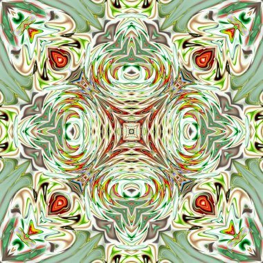 Benzersiz mandala, Oriental yuvarlak desen, mistik motifi, egzotik arka plan. Fantastik fraktal tasarım, geometrik doku parlayan renkli dijital sanat.