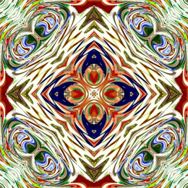 Benzersiz mandala, Oriental yuvarlak desen, mistik motifi, egzotik arka plan. Fantastik fraktal tasarım, geometrik doku parlayan renkli dijital sanat.