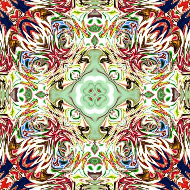 Benzersiz mandala, Oriental yuvarlak desen, mistik motifi, egzotik arka plan. Fantastik fraktal tasarım, geometrik doku parlayan renkli dijital sanat.