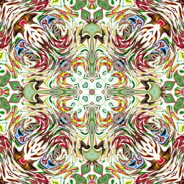 Benzersiz mandala, Oriental yuvarlak desen, mistik motifi, egzotik arka plan. Fantastik fraktal tasarım, geometrik doku parlayan renkli dijital sanat.