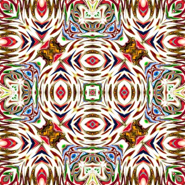 Benzersiz mandala, Oriental yuvarlak desen, mistik motifi, egzotik arka plan. Fantastik fraktal tasarım, geometrik doku parlayan renkli dijital sanat.