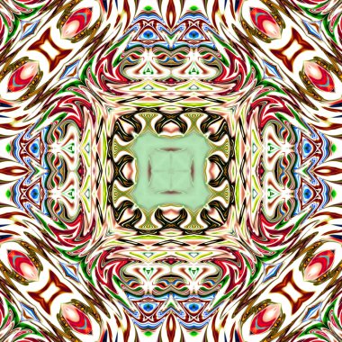 Benzersiz mandala, Oriental yuvarlak desen, mistik motifi, egzotik arka plan. Fantastik fraktal tasarım, geometrik doku parlayan renkli dijital sanat.