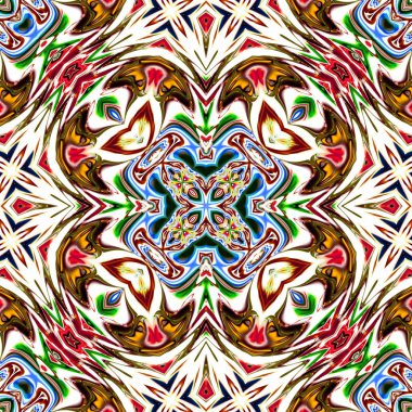 Benzersiz mandala, Oriental yuvarlak desen, mistik motifi, egzotik arka plan. Fantastik fraktal tasarım, geometrik doku parlayan renkli dijital sanat.