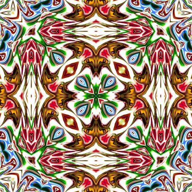 Benzersiz mandala, Oriental yuvarlak desen, mistik motifi, egzotik arka plan. Fantastik fraktal tasarım, geometrik doku parlayan renkli dijital sanat.