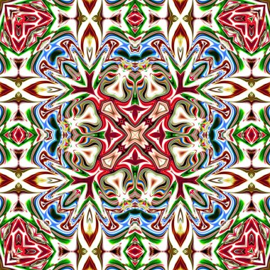 Benzersiz mandala, Oriental yuvarlak desen, mistik motifi, egzotik arka plan. Fantastik fraktal tasarım, geometrik doku parlayan renkli dijital sanat.