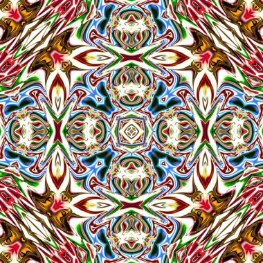 Benzersiz mandala, Oriental yuvarlak desen, mistik motifi, egzotik arka plan. Fantastik fraktal tasarım, geometrik doku parlayan renkli dijital sanat.