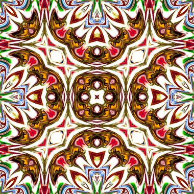 Benzersiz mandala, Oriental yuvarlak desen, mistik motifi, egzotik arka plan. Fantastik fraktal tasarım, geometrik doku parlayan renkli dijital sanat.