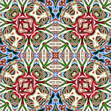 Benzersiz mandala, Oriental yuvarlak desen, mistik motifi, egzotik arka plan. Fantastik fraktal tasarım, geometrik doku parlayan renkli dijital sanat.