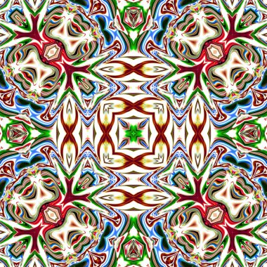 Benzersiz mandala, Oriental yuvarlak desen, mistik motifi, egzotik arka plan. Fantastik fraktal tasarım, geometrik doku parlayan renkli dijital sanat.