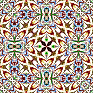 Benzersiz mandala, Oriental yuvarlak desen, mistik motifi, egzotik arka plan. Fantastik fraktal tasarım, geometrik doku parlayan renkli dijital sanat.