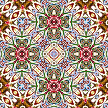 Benzersiz mandala, Oriental yuvarlak desen, mistik motifi, egzotik arka plan. Fantastik fraktal tasarım, geometrik doku parlayan renkli dijital sanat.