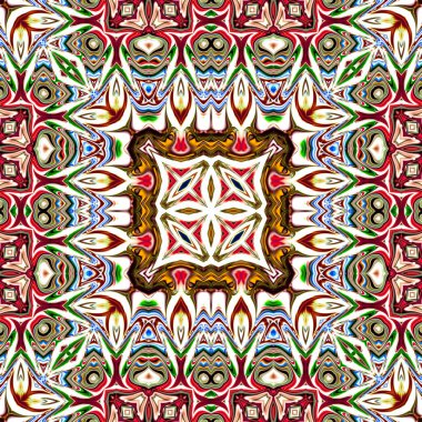 Benzersiz mandala, Oriental yuvarlak desen, mistik motifi, egzotik arka plan. Fantastik fraktal tasarım, geometrik doku parlayan renkli dijital sanat.