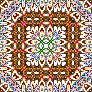 Benzersiz mandala, Oriental yuvarlak desen, mistik motifi, egzotik arka plan. Fantastik fraktal tasarım, geometrik doku parlayan renkli dijital sanat.