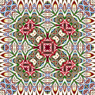 Benzersiz mandala, Oriental yuvarlak desen, mistik motifi, egzotik arka plan. Fantastik fraktal tasarım, geometrik doku parlayan renkli dijital sanat.