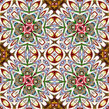 Benzersiz mandala, Oriental yuvarlak desen, mistik motifi, egzotik arka plan. Fantastik fraktal tasarım, geometrik doku parlayan renkli dijital sanat.