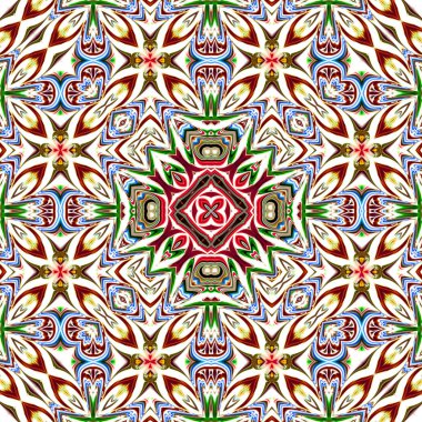 Benzersiz mandala, Oriental yuvarlak desen, mistik motifi, egzotik arka plan. Fantastik fraktal tasarım, geometrik doku parlayan renkli dijital sanat.