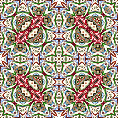 Benzersiz mandala, Oriental yuvarlak desen, mistik motifi, egzotik arka plan. Fantastik fraktal tasarım, geometrik doku parlayan renkli dijital sanat.