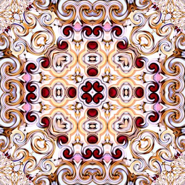 Benzersiz mandala, Oriental yuvarlak desen, mistik motifi, egzotik arka plan. Fantastik fraktal tasarım, geometrik doku parlayan renkli dijital sanat.