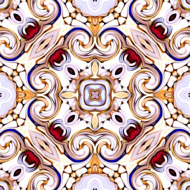 Benzersiz mandala, Oriental yuvarlak desen, mistik motifi, egzotik arka plan. Fantastik fraktal tasarım, geometrik doku parlayan renkli dijital sanat.