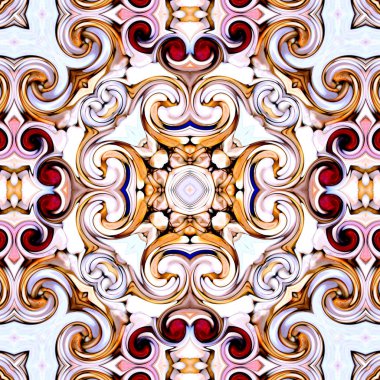 Benzersiz mandala, Oriental yuvarlak desen, mistik motifi, egzotik arka plan. Fantastik fraktal tasarım, geometrik doku parlayan renkli dijital sanat.