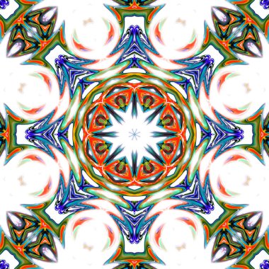 Benzersiz mandala, Oriental yuvarlak desen, mistik motifi, egzotik arka plan. Fantastik fraktal tasarım, geometrik doku parlayan renkli dijital sanat.