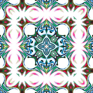 Benzersiz mandala, Oriental yuvarlak desen, mistik motifi, egzotik arka plan. Fantastik fraktal tasarım, geometrik doku parlayan renkli dijital sanat.