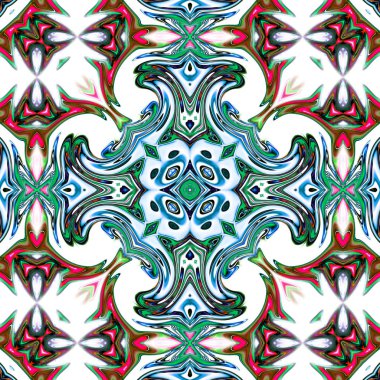 Benzersiz mandala, Oriental yuvarlak desen, mistik motifi, egzotik arka plan. Fantastik fraktal tasarım, geometrik doku parlayan renkli dijital sanat.