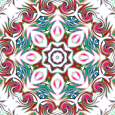 Benzersiz mandala, Oriental yuvarlak desen, mistik motifi, egzotik arka plan. Fantastik fraktal tasarım, geometrik doku parlayan renkli dijital sanat.