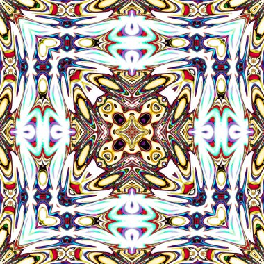 Benzersiz mandala, Oriental yuvarlak desen, mistik motifi, egzotik arka plan. Fantastik fraktal tasarım, geometrik doku parlayan renkli dijital sanat.